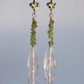 Silver earrings with Peridot - Earrings - beadwork