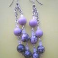 061st Rose quartz, Rodonitas. - Earrings - beadwork