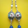 109th Cat eye, cloisonne. - Earrings - beadwork