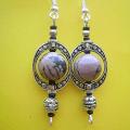 115th Tibetan silver, Rodonitas - Earrings - beadwork