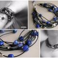" Leather and Stone " - Necklace - beadwork