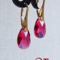 Ruby Pear shape swarovski - Earrings - beadwork