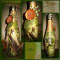 Champagne bottle " Happy bird " - Decorated bottles - making