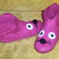 pink mouse - Shoes & slippers - felting