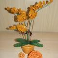 Orchideja " Orange_Large " - Biser - beadwork