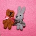 brooch Bear and Rabbit - Brooches - felting