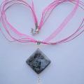 002ver.Larvikitas, pink quartz - Necklace - beadwork