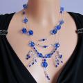 Blue ornate necklace - Necklace - beadwork