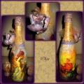 Champagne bottle " Dawn " - Decorated bottles - making