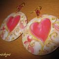 Pink hearts - Earrings - beadwork