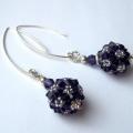 Swarovski crystal violet bubbles - Earrings - beadwork