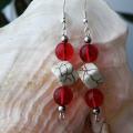 Red fondness - Earrings - beadwork