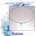 Opalit and turquoise pendant - Neck pendants - beadwork