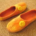 Peach flowered;] - Shoes & slippers - felting