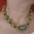 Surrounded by gold - Necklace - needlework
