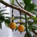 Yellow plums - Earrings - beadwork