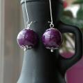 Purple marble - Earrings - beadwork