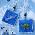 Earrings " Blue Dream " - Decoupage - making