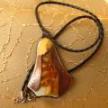 Pendant with amber PG023 - Leather articles - making