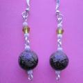 166th Snaiginis coffee color obsidian - Earrings - beadwork