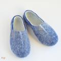 Blue and white " - Shoes & slippers - felting