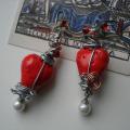 Two hearts. Two hearts. - Earrings - beadwork