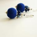 Earrings " Blue " - Earrings - felting