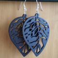 Black leaves - Earrings - beadwork