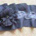 With gray and knit flower - Scarves & shawls - felting