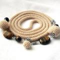 Beige tow -lariatas - Necklace - beadwork