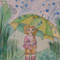 Spring blossoms rain - Watercolor - drawing