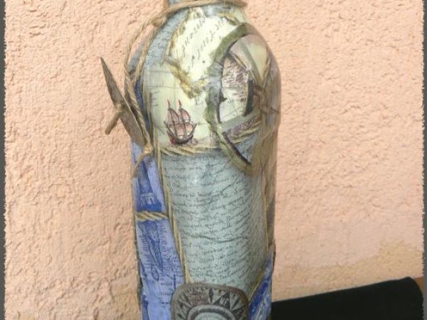 Decorated bottle - Decoupage