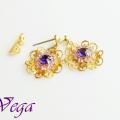 Swarovski gold flowers - Earrings - beadwork