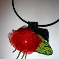 Red Flower - Neck pendants - beadwork