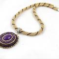 " Gold and purple " - Necklace - beadwork