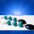 Turquoise and onyx earrings - Earrings - beadwork