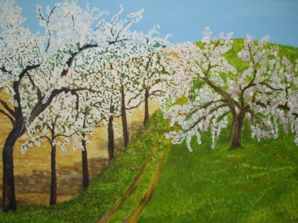 The gardens bloom ... - Oil painting