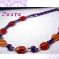 Chalcedony and amethyst necklace - Necklace - beadwork