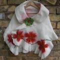 White with red wind you - Wraps & cloaks - felting
