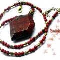 Jasper stone pendant - Neck pendants - beadwork