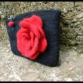 Black with red flower - Handbags & wallets - felting
