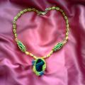 blue agate and glass necklace - Necklace - beadwork