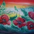 Poppies 2 - Oil painting - drawing