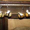 Bees II - Earrings - felting