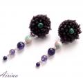 Purple - Earrings - beadwork