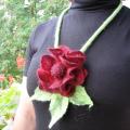 Veltas Jewelry " Red flower " - Necklaces - felting