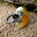 amber flower - Rings - beadwork