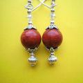 038th Swarovki, coral - Earrings - beadwork