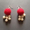 earrings with pearls - Earrings - felting
