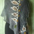 dark gray wool scarf with motives - Scarves & shawls - knitwork